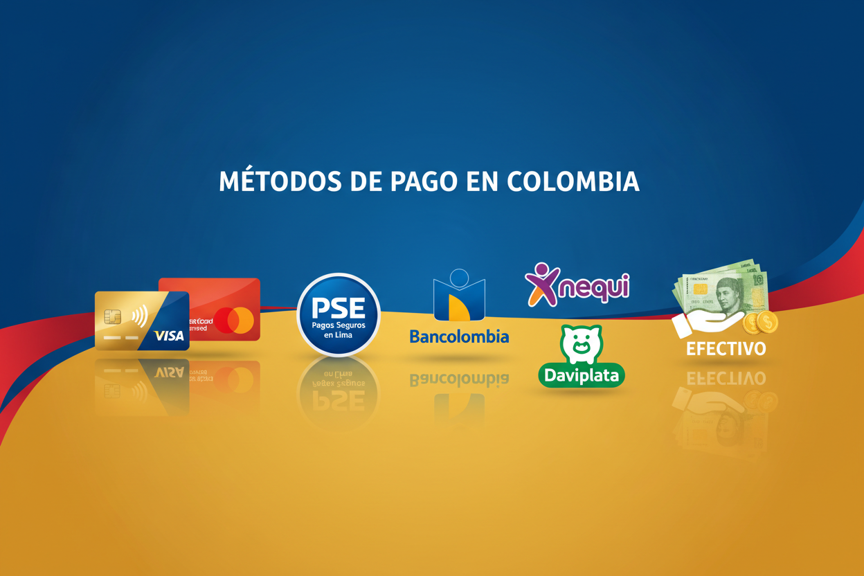 crea para mi una imagen que refleje medios de pago mas aceptados en colombia, para la seccion "HERO"